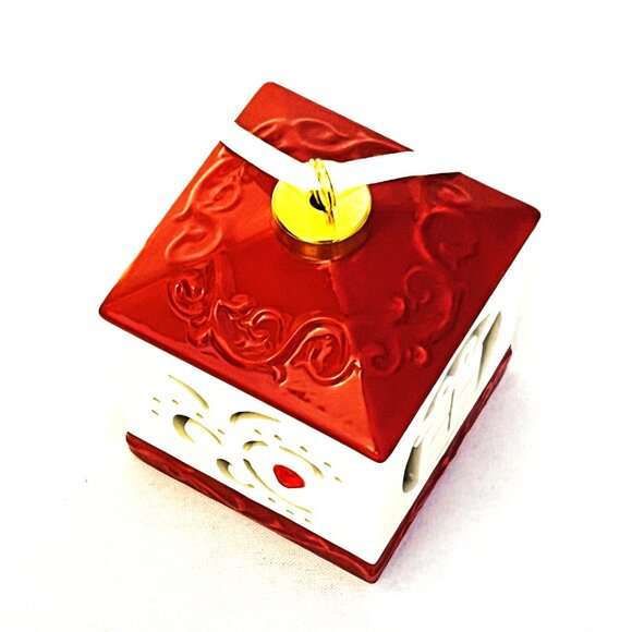 Holiday LED Red Ceramic Christmas Ornament Color Changing by Lightscapes Box 4” - Picture 6 of 6